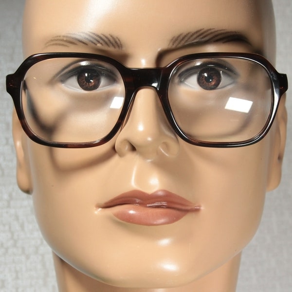 Men's 1970s CENTROTTICA Rectangular Italian Pale Brown Striped Semi Clear Thick Rim Eyeglass Frames Eyeglasses