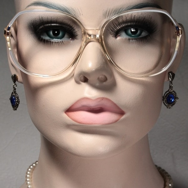 Unworn True 1980's GALILEO 'AURORA' Italian Oversize Pearl Effect Glasses Eyeglass Frames Eyewear for Women with Lots of Nice Details