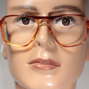 True Vintage Ende 70er / Anfang 80er Jahre CHRIStopher D. Klare Orange und Braun Aviator Style Brillen Brillengestelle mit Gold Farbe Details