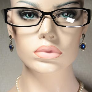 Size Large IYOKO INYAKE model IY258 All Black Early 2000's Very Sleek Style Rectangular Part Monofilament Eye Glasses Frames Eyeglasses