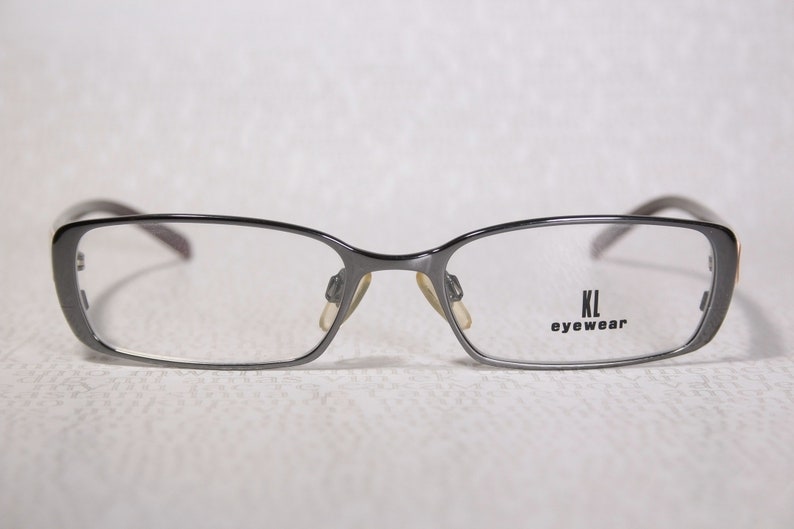 Early 2000's KILLER LOOP 7540 Dark Chrome and Orange Plastic Acetate Small Lens Slim Low Profile Eye Glasses Frames Eyeglasses for Women image 2