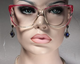 Wunderschönes echtes PILAR CRESPI-Modell MELISSA aus den 1980er Jahren, italienisches Perlrosa-Muster und goldene Damen-Übergroße-Brillen-Brillenfassungen 57 15 135