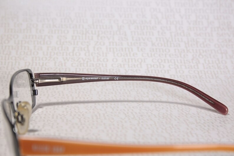 Early 2000's KILLER LOOP 7540 Dark Chrome and Orange Plastic Acetate Small Lens Slim Low Profile Eye Glasses Frames Eyeglasses for Women image 5
