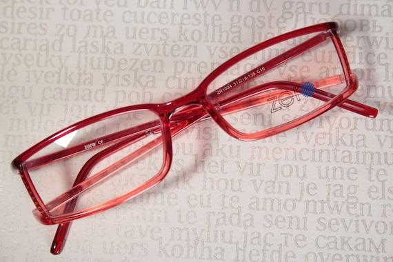Unworn ZERO ZR1034 Lightly Gradiented Red Slim Rectangular Plastic Glasses Optical Frames Eyeglasses With Dual Hinge Y Shaped Temple Arms Etsy UK