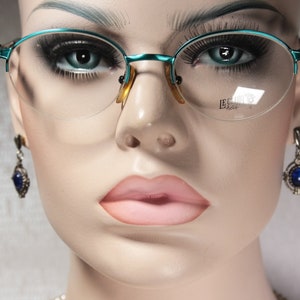 Half Rim LE CLUB ACTIF mod. 1440 Early 1990's Glossy Aquamarine Turquoise Oval Semi Rimless Eye Glasses Eyeglass Frames