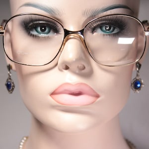 Unworn 18K Gold Plated Italian OPTOLINE Vintage Late 1970's Early 1980's Oversize Style Eye Glasses Eyeglass Frames Eyewear for Women