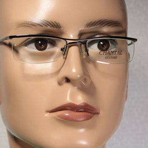 Dark Silver Chrome CHANTAL N521 col. Grigio Unworn 1990's Half / Semi Rimless Eye Glasses Eyeglass Frames