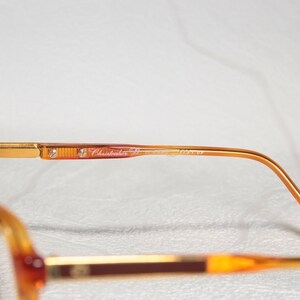 True Vintage Late 70s / Early 80s CHRISTOPHER D. Clear Orange and Brown Aviator Style Eye Glasses Eyeglass Frames with Gold Color Details image 6