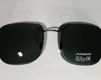 Unworn POLAROID True 80's Polarized Unworn Large Lens Oversized Gray Big Lens Clip-On Sunglasses Shades Sun Cover Shield Old Stock New