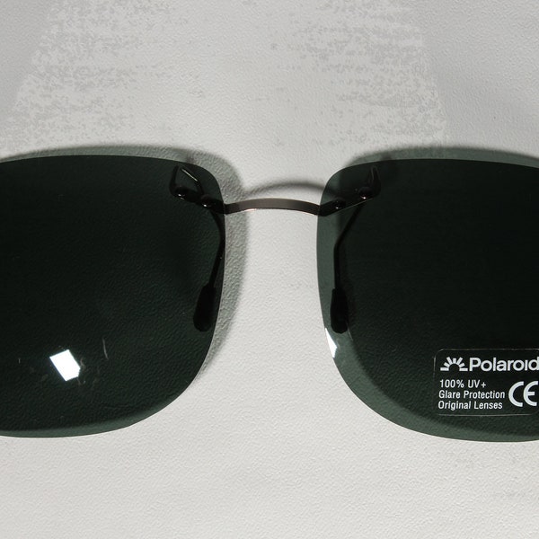 Unworn POLAROID True 80's Polarized Unworn Large Lens Oversized Gray Big Lens Clip-On Sunglasses Shades Sun Cover Shield Old Stock New