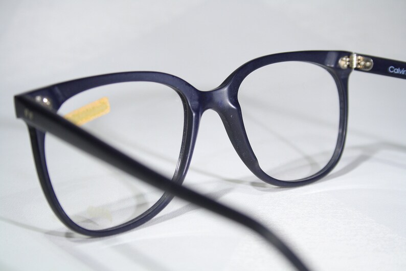 Début CALVIN KLEIN modèle CK 15 vintage des années 1980 des années 80 en plastique bleu foncé mat taille oversize moyenne grande monture de lunettes lunettes de vue image 7