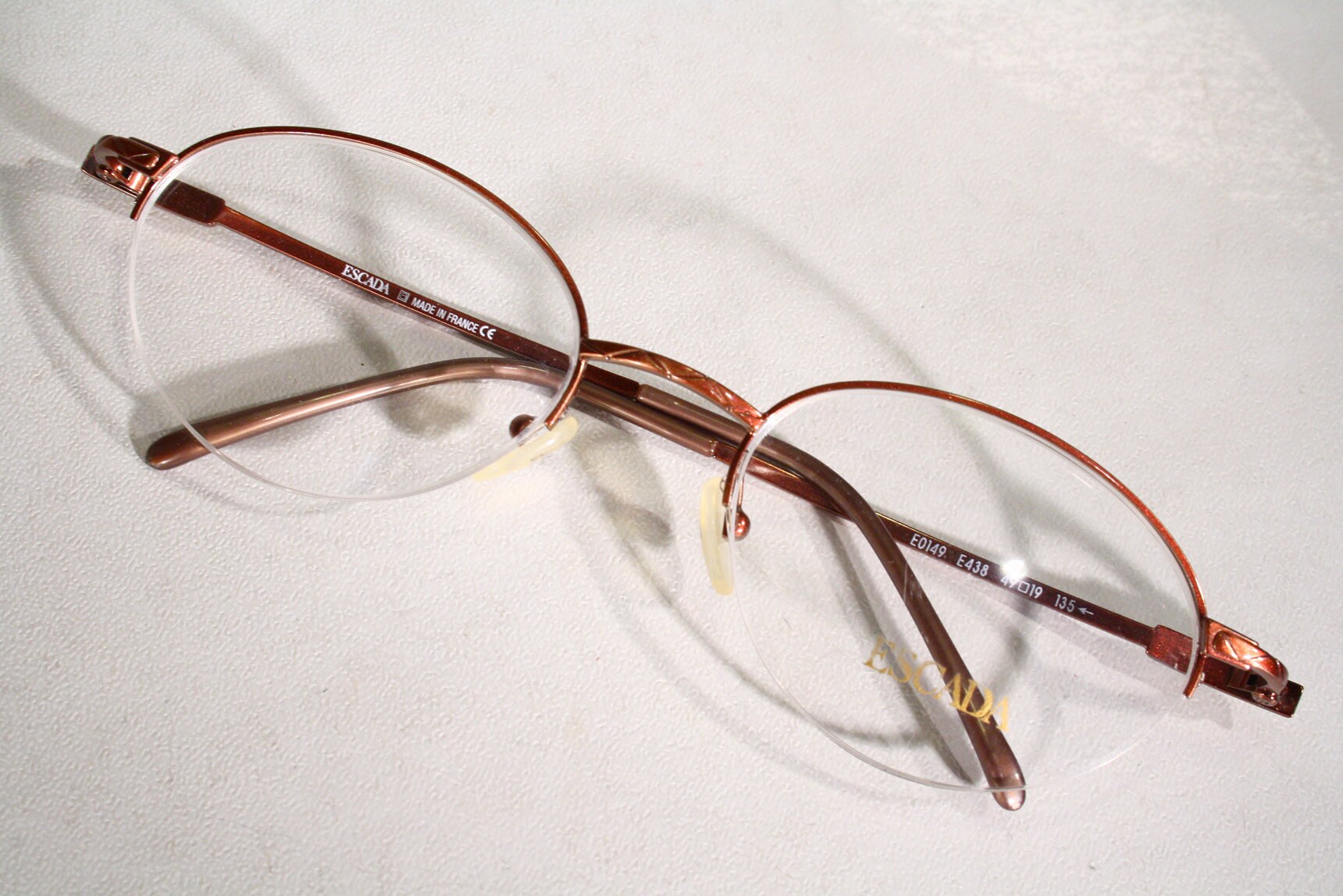 Escada Wire Frame Eyeglasses Copper Brown Oval Shape Made in France Vintage ESCADA Rosy Red Semi Rimless Early 90 main image 4