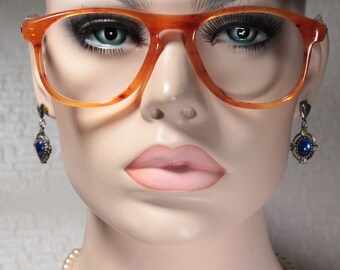 Unworn Vintage 1970's Italian FARBEN Orange Tortoise Panto Style