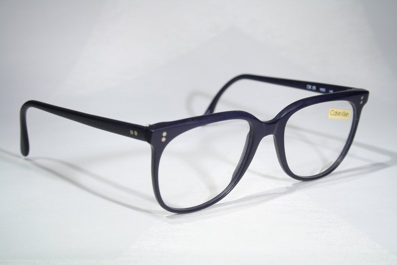 Début CALVIN KLEIN modèle CK 15 vintage des années 1980 des années 80 en plastique bleu foncé mat taille oversize moyenne grande monture de lunettes lunettes de vue image 4