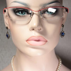 IYOKO INYAKE model IY574 Semi Rimless Eye Glass Frames Eyeglasses, Matte Satin Rosehip Orange-Red, Unworn, Japanese, Early 2000's