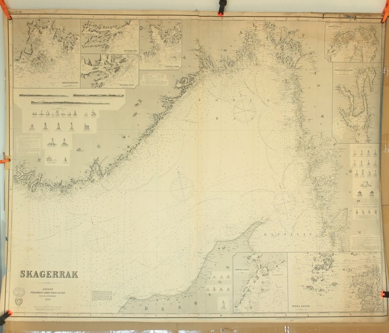 Genuine 1889 1890 Antique Blueback Sea Chart James Imray Son 