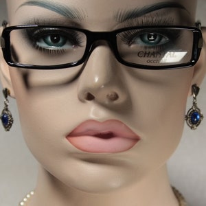 Medium-Small Glossy Black and Matte Silver CHANTAL N453 Unworn Late 90&#39;s Low Profile Small Lenses Eye Glasses Eyeglass Frames for Women
