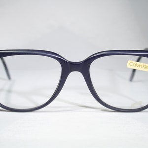 Début CALVIN KLEIN modèle CK 15 vintage des années 1980 des années 80 en plastique bleu foncé mat taille oversize moyenne grande monture de lunettes lunettes de vue image 2