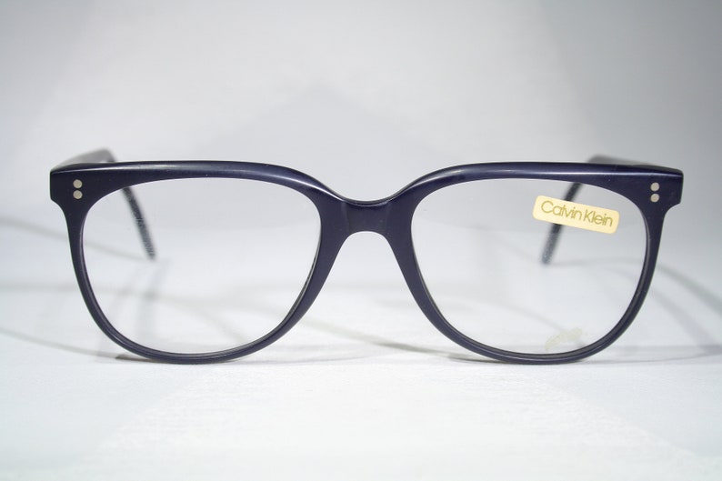 Début CALVIN KLEIN modèle CK 15 vintage des années 1980 des années 80 en plastique bleu foncé mat taille oversize moyenne grande monture de lunettes lunettes de vue image 2