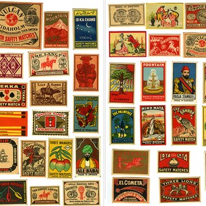 Digital only: 49 pcs Vintage 1920-30's Matchbox Labels, Printable Paper Ephemera for Journal Supplies, High Resolution 600 dpi JPG & PDF image 2
