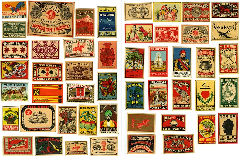 Digital only: 49 pcs Vintage 1920-30's Matchbox Labels, Printable Paper Ephemera for Journal Supplies, High Resolution 600 dpi JPG & PDF image 2