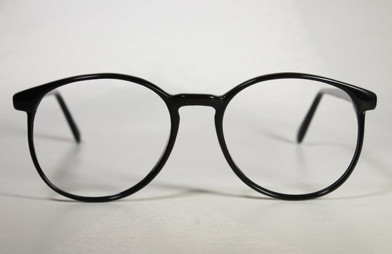 80s Vintage Black Round Glasses. Slightly Oversized Optical Frames