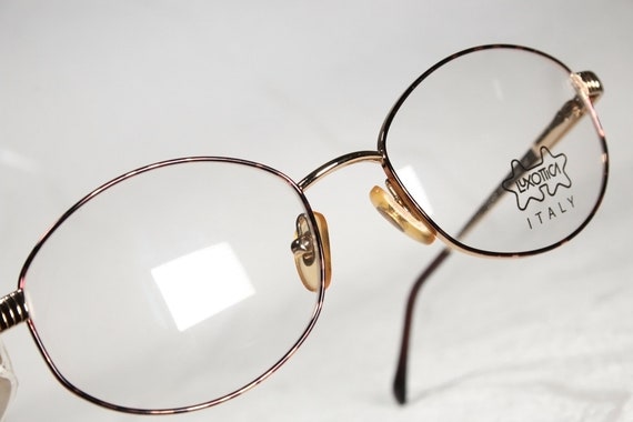 Unworn Late 80s LUXOTTICA LU 2198 Gold and Copper Thin Rimmed Well Made Italian Glasses Eyeglass Frames Eyewear Etsy