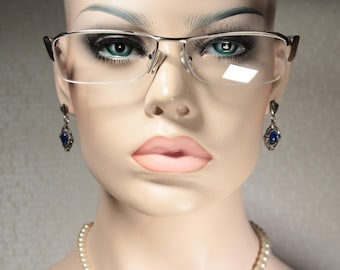 Size Large Semi Rimless IYOKO INYAKE Model IY 279 Silver Chrome and Tortoise Eye Glasses Eyeglass Frames, Made in Japan, Unworn Early 2000&#39;s