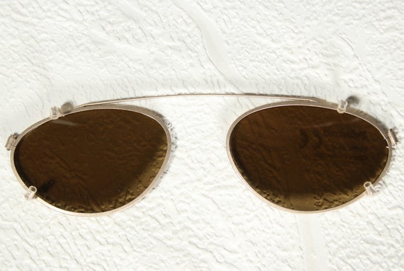 Sur-lunettes Soleil Clips Vintage Doré Avec étui Marron - Style Rétro, Verres Teintés, Monture Métal