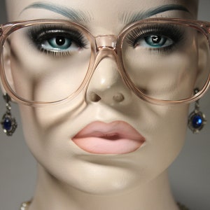 Unworn True 80's ELITE model 'FAIRWAY PINK' (Style 1) Clear Pale Pastel Pink Plastic Very Oversized Eye Glasses Eyeglass Frames