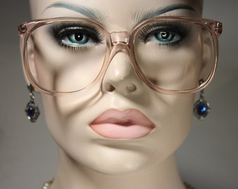 Ungetragenes True 80er ELITE-Modell 'FAIRWAY PINK' (Style 1) Klar, hell, pastellrosa Kunststoff Sehr übergroße Brillen Brillengestelle