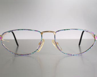 Colorful BOURGEOIS 'LORINE' Vintage 1980's French Oval or Almond Lenses Womens Unworn Eyeglass Frames NOS Old Stock New Size M Spring Hinges