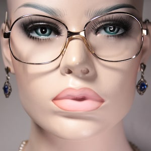 Size Small 18K Gold Plated Italian OPTOLINE Vintage Late 1970's Early 1980's Almost Round Eye Glasses Eyeglass Frames Eyewear for Women