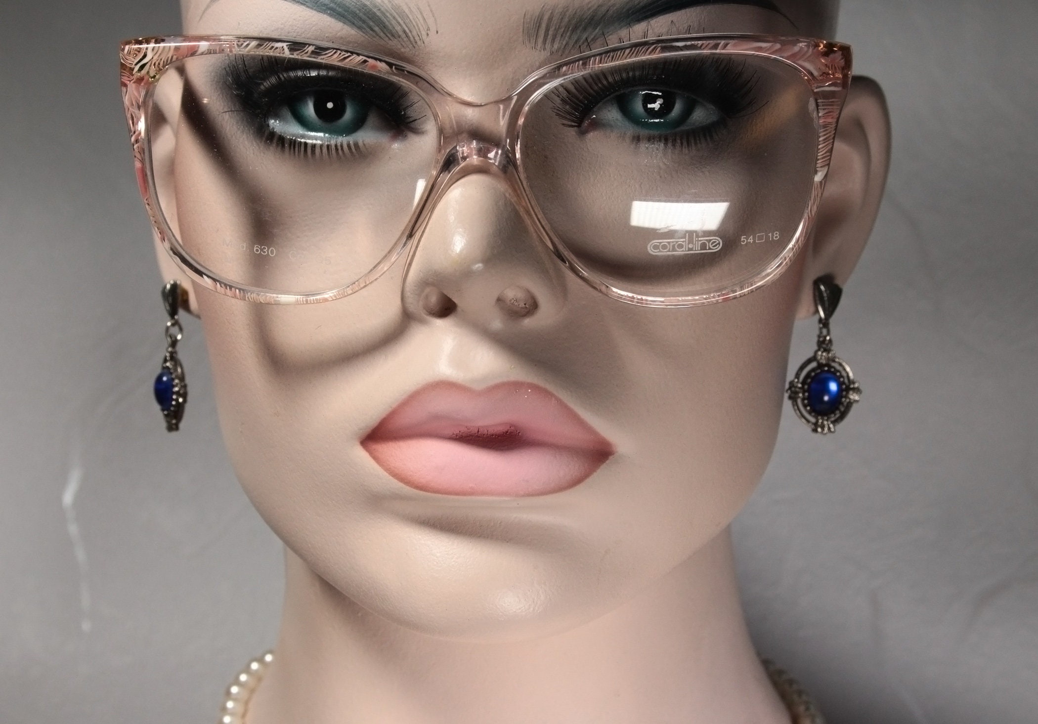 True 80s CORAL LINE Mod. 630 Clear Acetate With Pink and