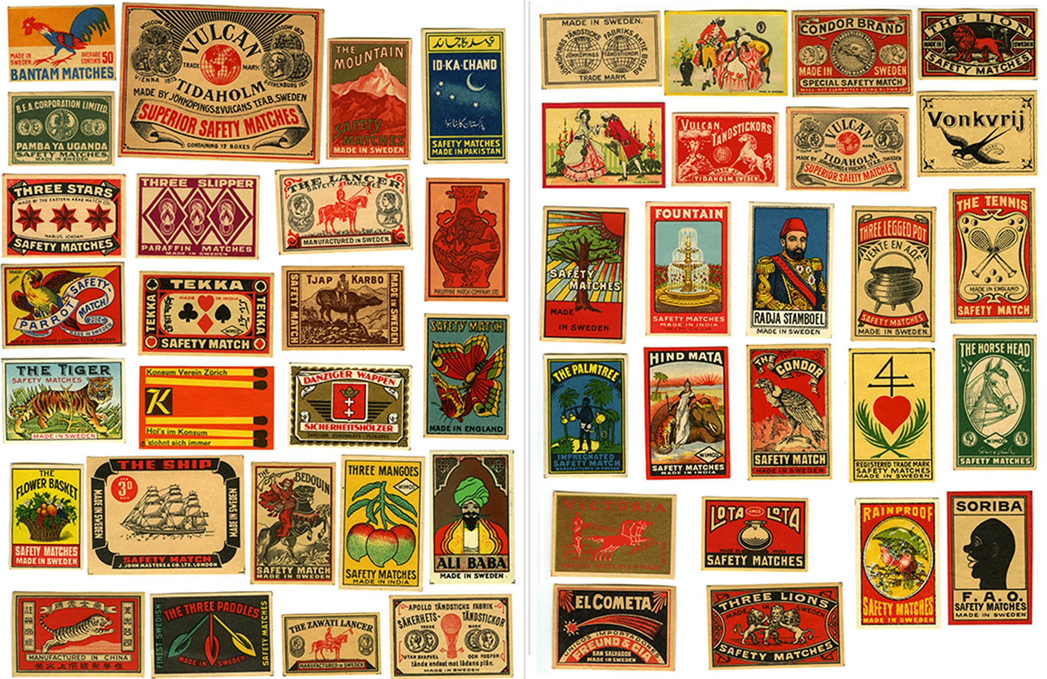 Digital Only: 49 Pcs Vintage 1920-30's Matchbox Labels, Printable