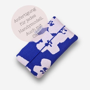 Sac pour téléphone portable en tissu | pour toutes les tailles | fleurs bleues, fleurs | iPhone 11/XR/X | Samsung Galaxy S20 et bien plus encore