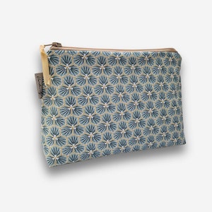 Kleine Schminktasche | innen wasserabweisend | grün blau gemustert | Kosmetiktasche | japanisches Muster