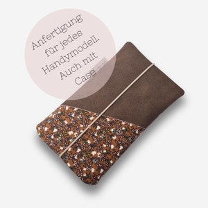 Étui pour téléphone portable avec compartiment pour cartes en simili cuir marron | florale | par exemple pour iPhone 15/14 Pro Max | Samsung Galaxy S24 / S21 FE.