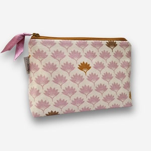Kosmetiktasche | innen wasserabweisend | rosa lila gemustert | kleine Schminktasche