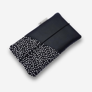 Telefoonhoesje van stof | zwart-witte stippen met een extra vak van kunstleer | bijvoorbeeld voor iPhone 15/14 pro max en nog veel meer