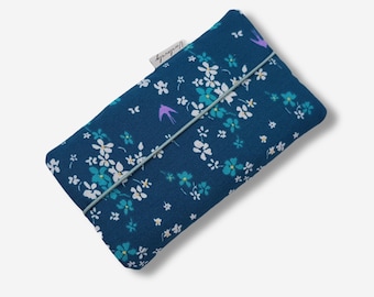 Mobile phone case made of fabric | for all sizes | purple bird on blue | Iphone 11/XR/X | samsung galaxy S20 and much more black petrol