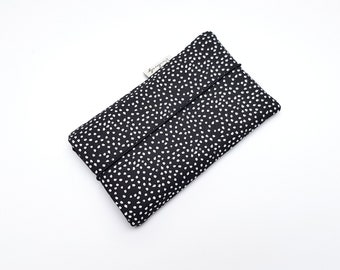 Mobile phone case for every mobile phone model customizable | also with case | made of fabric and upholstered | black dotted | e.g. for iPhone X/XS