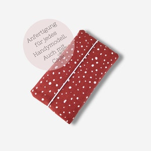 Sac pour téléphone portable en tissu | pour toutes les tailles | Points rouges| iPhone 11/XR/X | Samsung Galaxy S20 et bien plus en pointillé