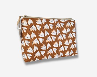 Cosmetic bag inside water-repellent | beige brown patterned | Small size make-up bag for your handbag