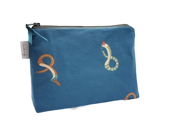 Fabric cosmetic bag | Lined inside with oilcloth | cute snakes | Boys