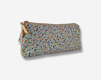 Trousse en tissu à pois multicolores | confettis