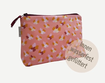 Cosmetic bag | water-repellent lining inside | pink red patterned | small make-up bag for girls