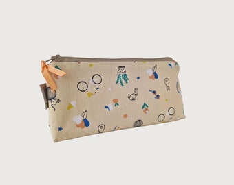 Étui à crayons en tissu | Vélo lapin | étui à crayons | Sac de bits et de bobs | École