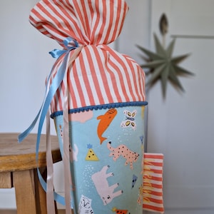 Cône d'école pour filles avec nom - rose turquoise à motifs de chats et de tigres - 70 cm - également disponible en cône de garderie ou de fratrie