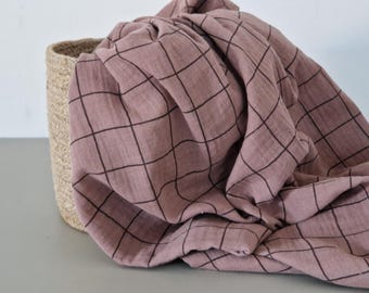 Muslin checkered | brown | Grid | Double Gauze | 100% cotton | Sewing for children